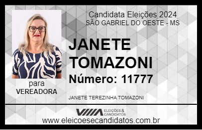 Candidato JANETE TOMAZONI 2024 - SÃO GABRIEL DO OESTE - Eleições