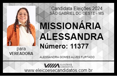 Candidato MISSIONÁRIA ALESSANDRA 2024 - SÃO GABRIEL DO OESTE - Eleições