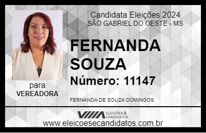 Candidato FERNANDA SOUZA 2024 - SÃO GABRIEL DO OESTE - Eleições