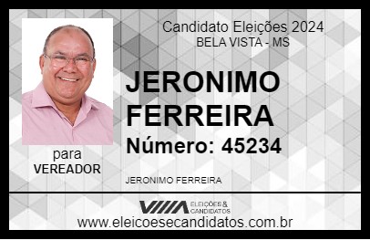 Candidato JERONIMO FERREIRA 2024 - BELA VISTA - Eleições