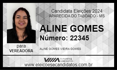 Candidato ALINE GOMES 2024 - APARECIDA DO TABOADO - Eleições