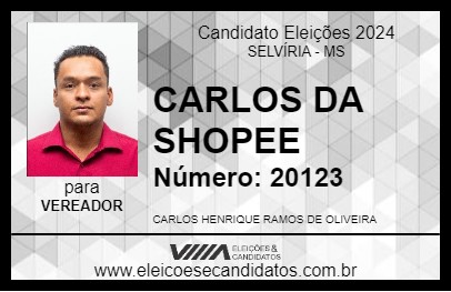 Candidato CARLOS DA SHOPEE 2024 - SELVÍRIA - Eleições