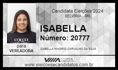 Candidato ISABELLA 2024 - SELVÍRIA - Eleições