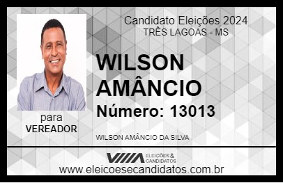 Candidato WILSON SILVA 2024 - TRÊS LAGOAS - Eleições