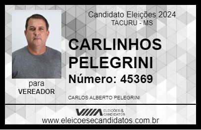 Candidato CARLINHOS PELEGRINI 2024 - TACURU - Eleições