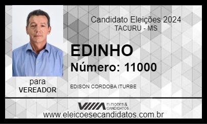 Candidato EDINHO 2024 - TACURU - Eleições