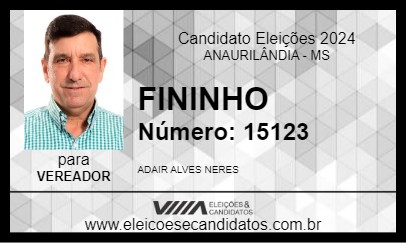 Candidato FININHO 2024 - ANAURILÂNDIA - Eleições