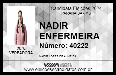 Candidato NADIR ENFERMEIRA 2024 - PARANAÍBA - Eleições