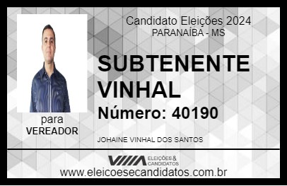 Candidato SUBTENENTE VINHAL 2024 - PARANAÍBA - Eleições