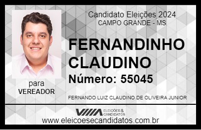 Candidato FERNANDINHO CLAUDINO 2024 - CAMPO GRANDE - Eleições