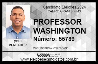 Candidato PROFESSOR WASHINGTON 2024 - CAMPO GRANDE - Eleições