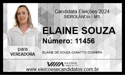 Candidato ELAINE SOUZA 2024 - SIDROLÂNDIA - Eleições