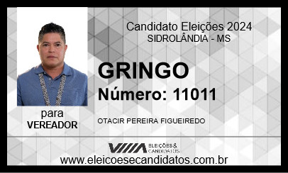 Candidato GRINGO 2024 - SIDROLÂNDIA - Eleições