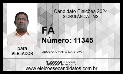 Candidato FÁ 2024 - SIDROLÂNDIA - Eleições