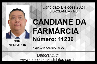 Candidato CANDIANE DA FARMÁRCIA 2024 - SIDROLÂNDIA - Eleições