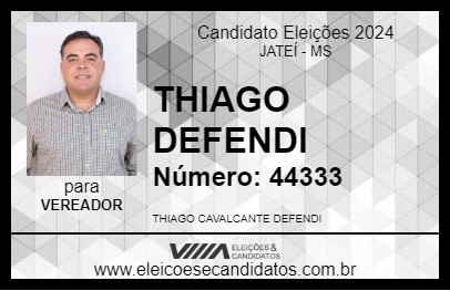 Candidato THIAGO DEFENDI 2024 - JATEÍ - Eleições