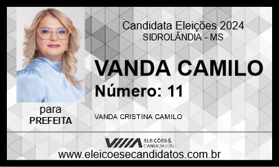 Candidato VANDA CAMILO 2024 - SIDROLÂNDIA - Eleições