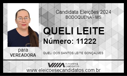 Candidato QUELI LEITE 2024 - BODOQUENA - Eleições