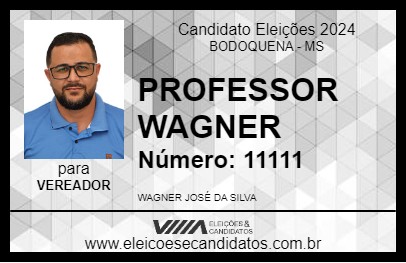 Candidato PROFESSOR WAGNER 2024 - BODOQUENA - Eleições