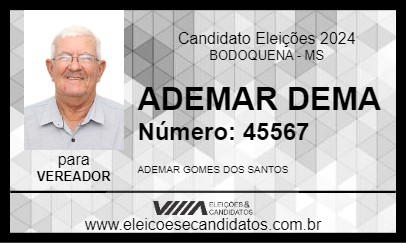 Candidato ADEMAR DEMA 2024 - BODOQUENA - Eleições