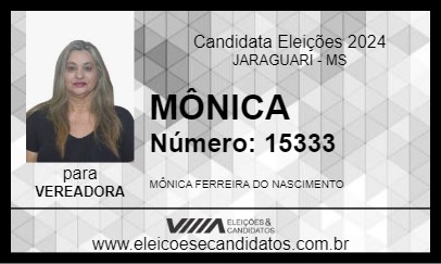 Candidato MÔNICA 2024 - JARAGUARI - Eleições