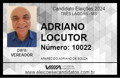 Candidato ADRIANO LOCUTOR 2024 - TRÊS LAGOAS - Eleições