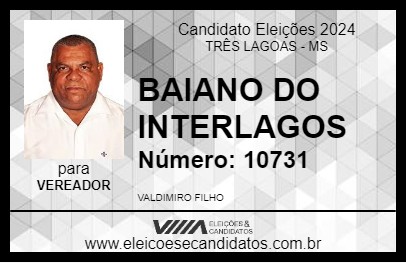 Candidato BAIANO DO INTERLAGOS 2024 - TRÊS LAGOAS - Eleições