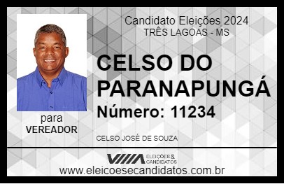 Candidato CELSO DO PARANAPUNGÁ 2024 - TRÊS LAGOAS - Eleições