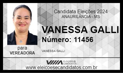 Candidato VANESSA GALLI 2024 - ANAURILÂNDIA - Eleições