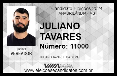 Candidato JULIANO TAVARES 2024 - ANAURILÂNDIA - Eleições