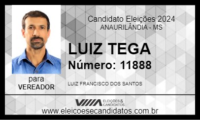 Candidato LUIZ THEGA 2024 - ANAURILÂNDIA - Eleições