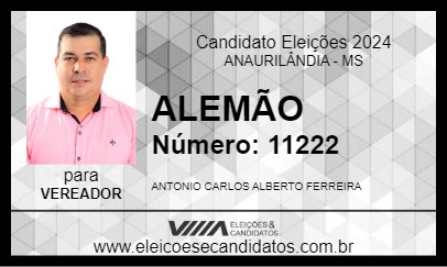 Candidato ALEMÃO 2024 - ANAURILÂNDIA - Eleições