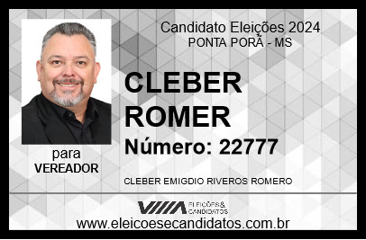 Candidato CLEBER ROMER 2024 - PONTA PORÃ - Eleições