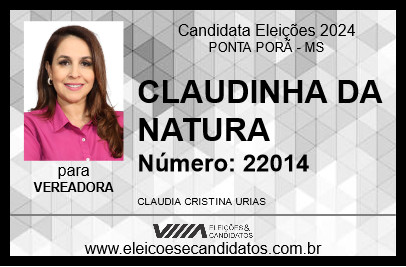 Candidato CLAUDINHA DA NATURA 2024 - PONTA PORÃ - Eleições