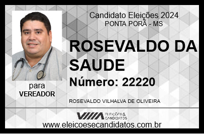 Candidato ROSEVALDO DA SAUDE 2024 - PONTA PORÃ - Eleições