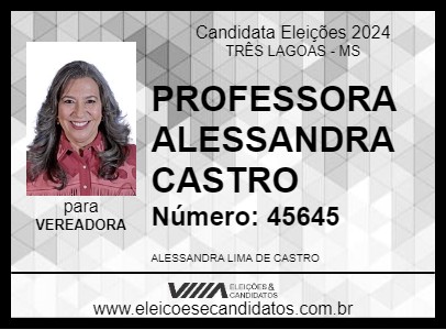 Candidato PROFESSORA ALESSANDRA CASTRO 2024 - TRÊS LAGOAS - Eleições