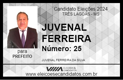 Candidato JUVENAL FERREIRA 2024 - TRÊS LAGOAS - Eleições