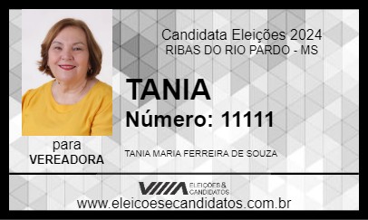 Candidato TANIA 2024 - RIBAS DO RIO PARDO - Eleições