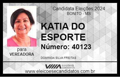 Candidato KATIA DO ESPORTE 2024 - BONITO - Eleições