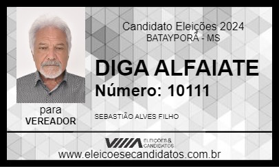 Candidato DIGA ALFAIATE 2024 - BATAYPORÃ - Eleições