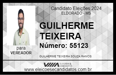 Candidato GUILHERME TEIXEIRA 2024 - ELDORADO - Eleições