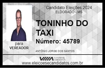 Candidato TONINHO DO TAXI 2024 - ELDORADO - Eleições