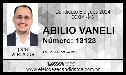 Candidato ABILIO VANELI 2024 - COXIM - Eleições