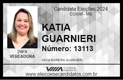 Candidato KATIA GUARNIERI 2024 - COXIM - Eleições