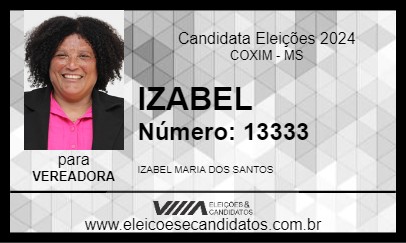 Candidato IZABEL 2024 - COXIM - Eleições