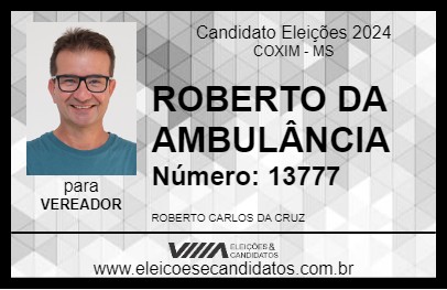 Candidato ROBERTO CARLOS DA CRUZ 2024 - COXIM - Eleições