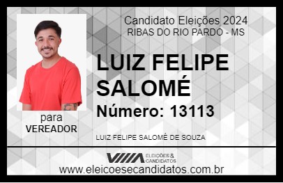 Candidato LUIZ FELIPE SALOMÉ 2024 - RIBAS DO RIO PARDO - Eleições