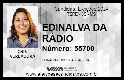 Candidato EDINALVA DA RÁDIO 2024 - TERENOS - Eleições