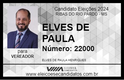 Candidato ELVES DE PAULA 2024 - RIBAS DO RIO PARDO - Eleições