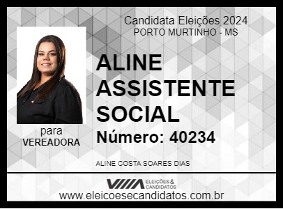 Candidato ALINE ASSISTENTE SOCIAL 2024 - PORTO MURTINHO - Eleições